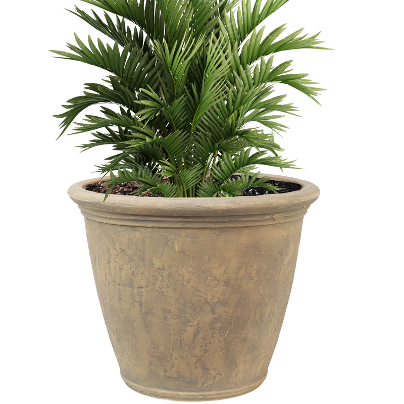 Blough 24" x 24" x 20" Round Polyresin Outdoor Planter Pot - Beige, 24 in, Beige, Set of 1