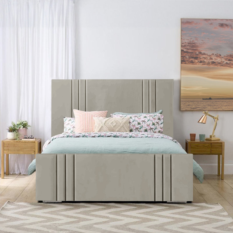 Adelpho Upholstered Bed, Silver, Double (4'6)