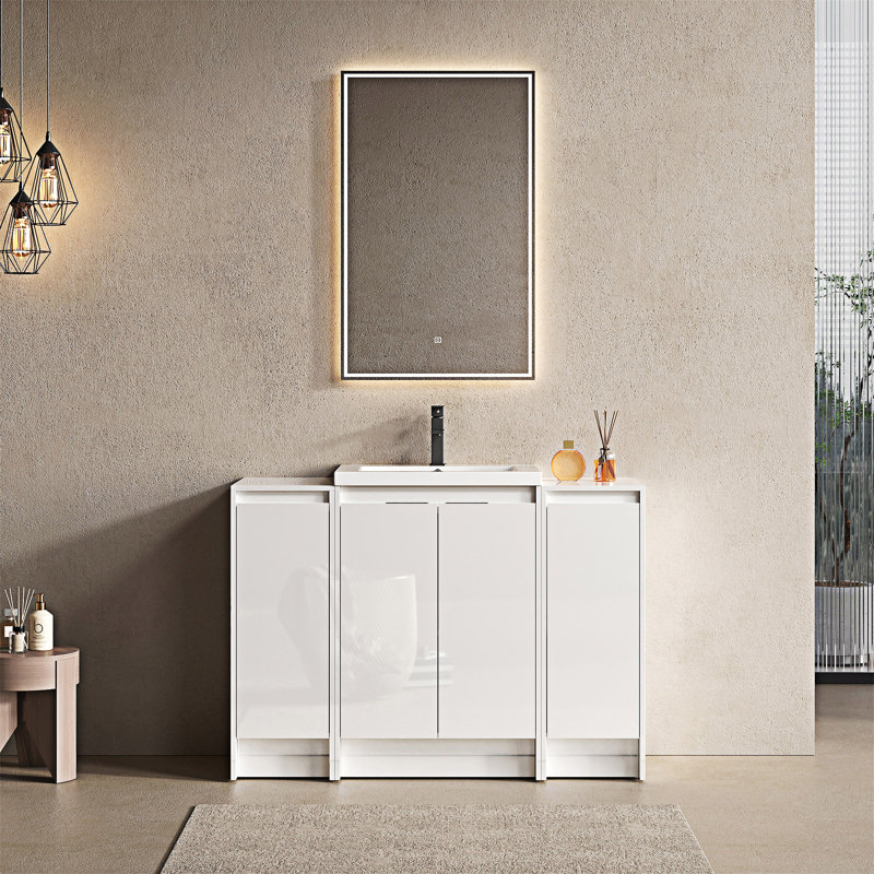 Meuble-lavabo autoportant avec lavabo en résine
