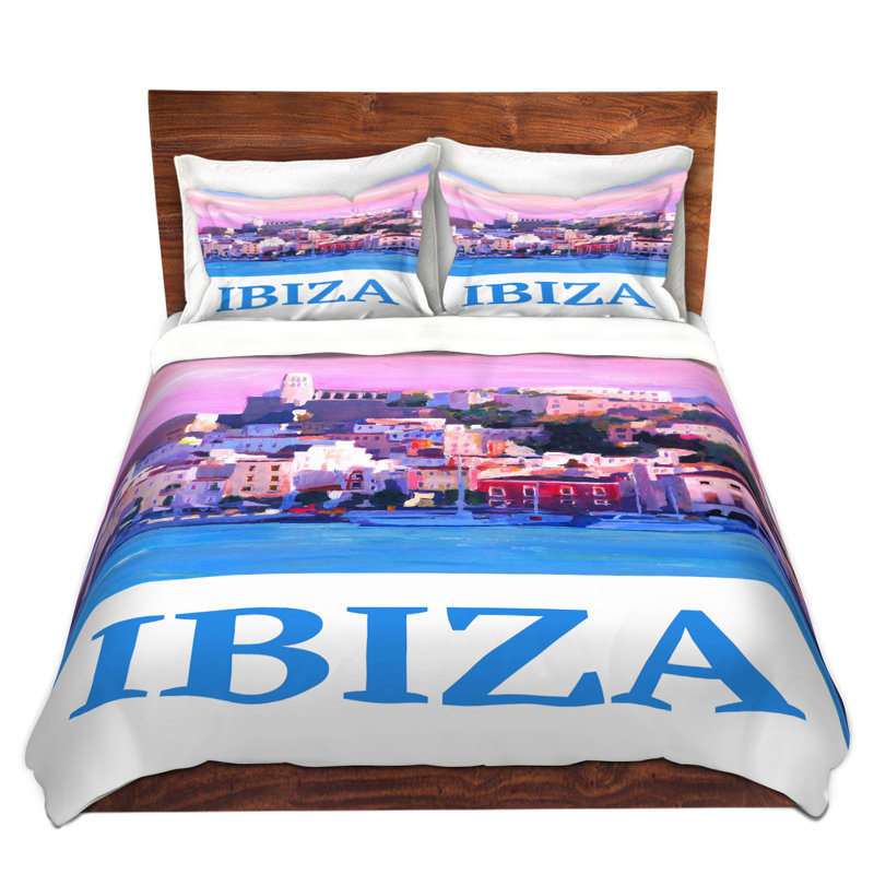 Ensemble de housse de couette affiche ibiza, 1 housse de couette grand + 2 taies standards