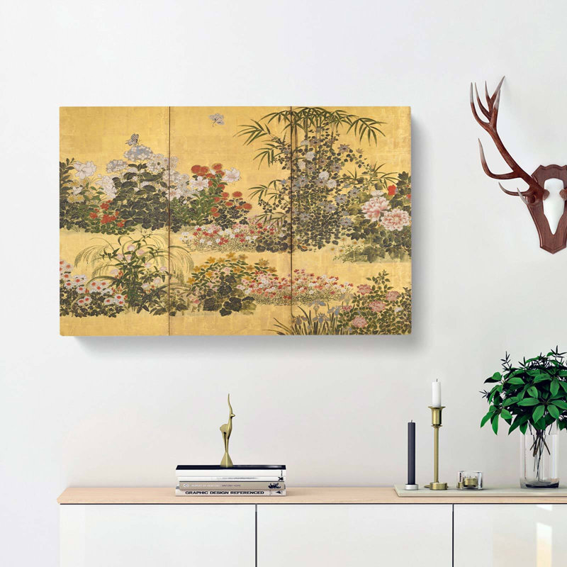 Flowers And Butterflies by Tawaraya Sotatsu - Wrapped Canvas, 35cm H x 50cm W x 3cm D