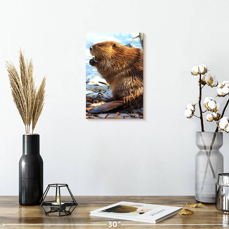 Brampt Beaver In Winter, 12" H x 8" W