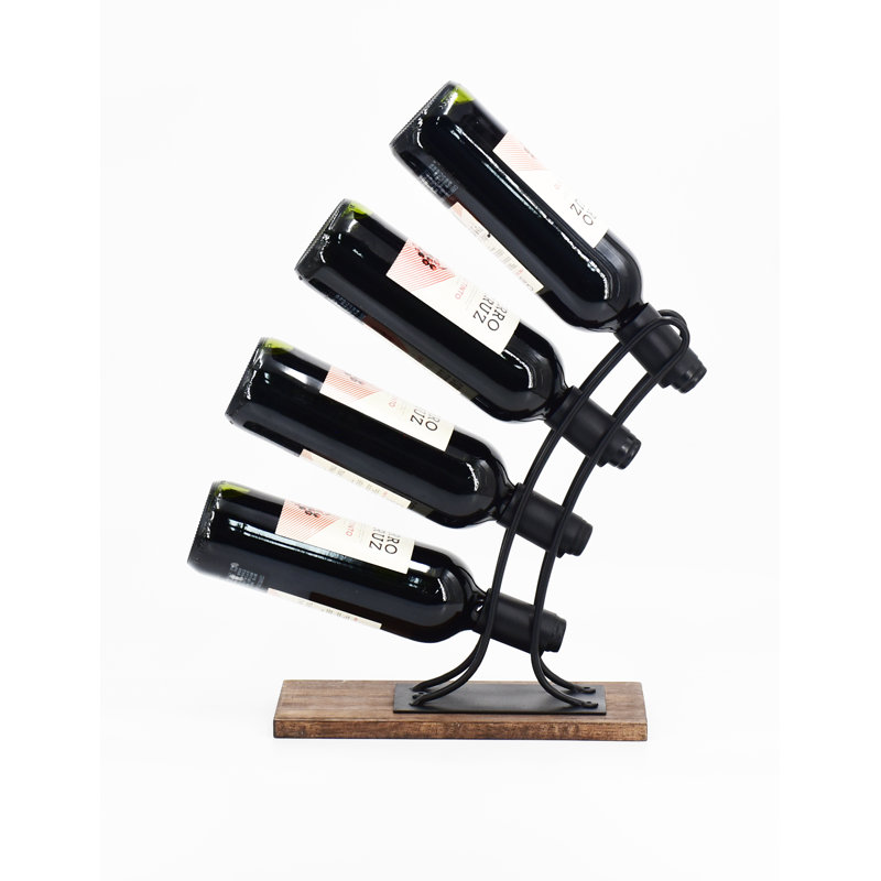 4 Bottle Tabletop Wine Bottle Rack Black