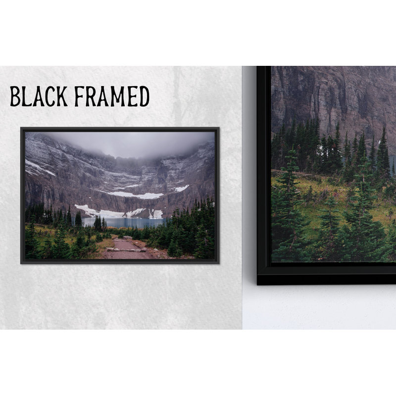 Art de paysage de montagne Iceberg Lake: reproduction d'art sur toile, 1P BlackFramedCanves, 27,6 po H x 39,4 po l