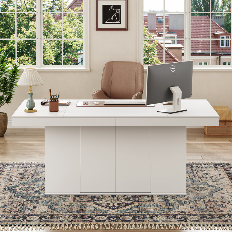 77.5" Computer Desk With Storage Cabinet