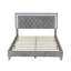 Ensemble de chambre avec grand lit 3 pièces avec lit plateforme tapissier à DEL et 2 tables de chevet, rangement moderne, gris-1256344854
