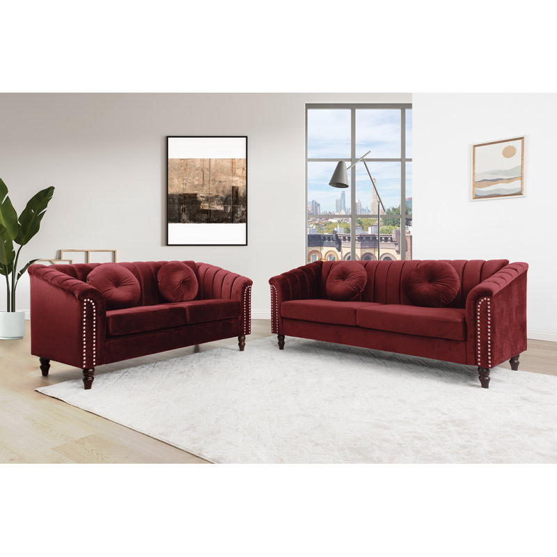Ensemble de salon en microfibre 2 pièces Atlasburg, Rouge