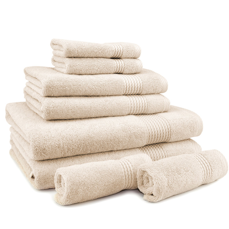 Adlena 8 Piece Turkish Cotton Towel Set, Beige