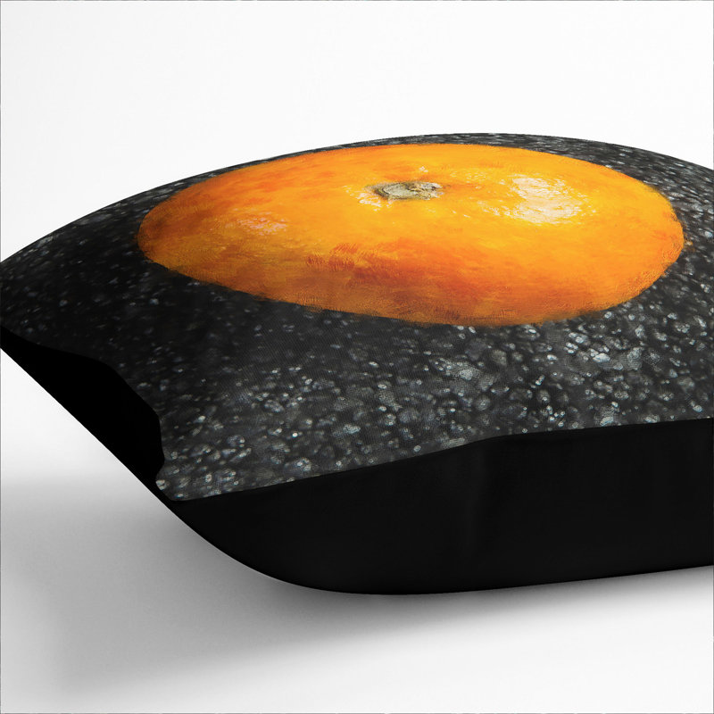 Orange Fruit Painting Square Throw Cushion, 55cm H x 55cm W x 20cm D, Black