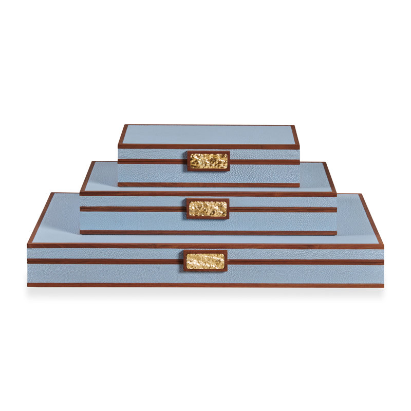 Embossed Leather Decorative Box, Light Blue