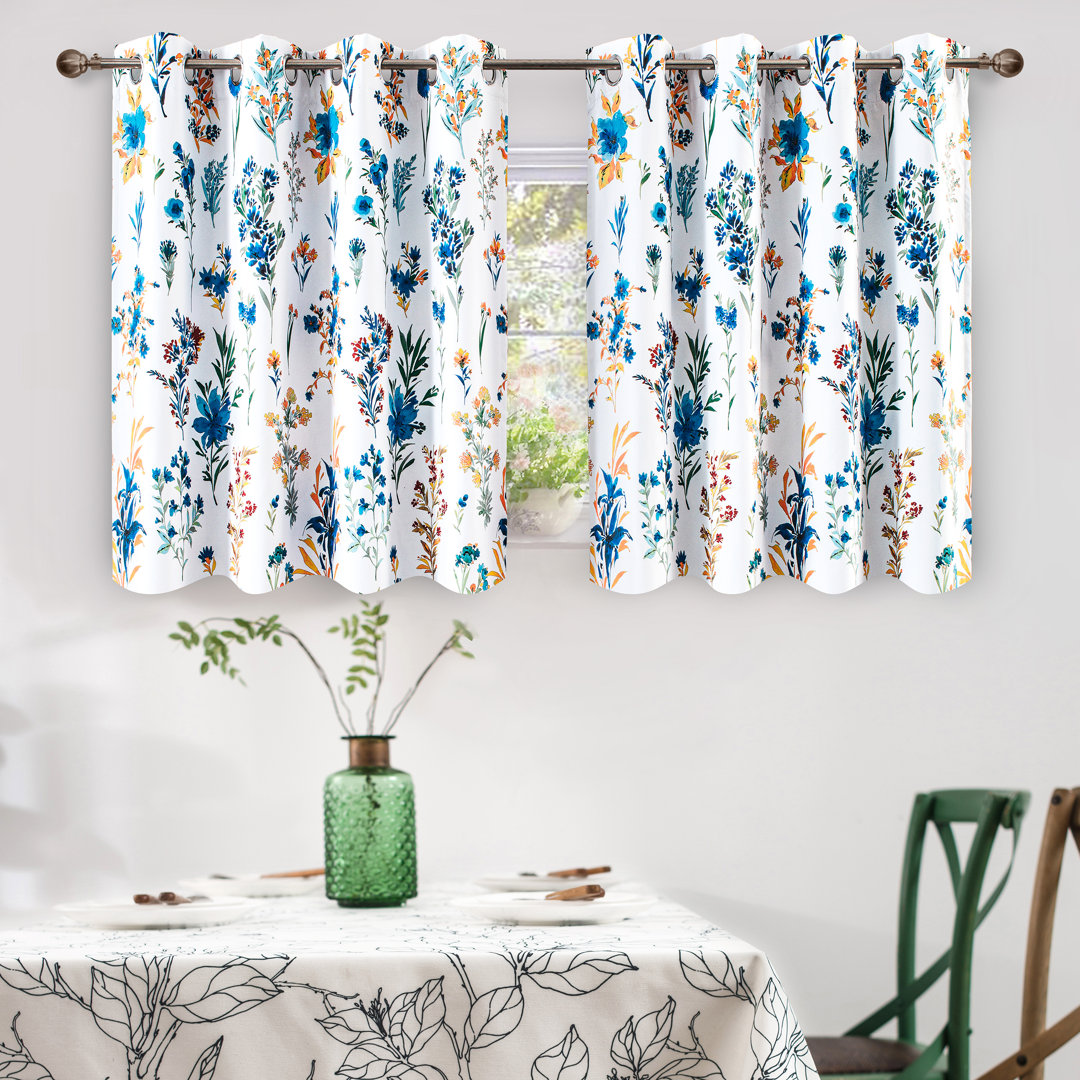 Mayview Floral Blackout Thermal Grommet Curtain Panels (Set of 2) Lark Manor™ Curtain