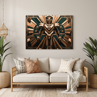 SciFi Art deco robot design Brown Metal Wall Art