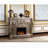 Esen LED Electric Fireplace, Scrolled Classical Silver Wood, 66 Inch