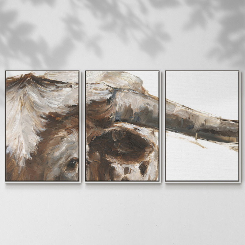 Steer Clear II - Multi Piece Framed Canvas, 24" H x 48" W x 2" D, White
