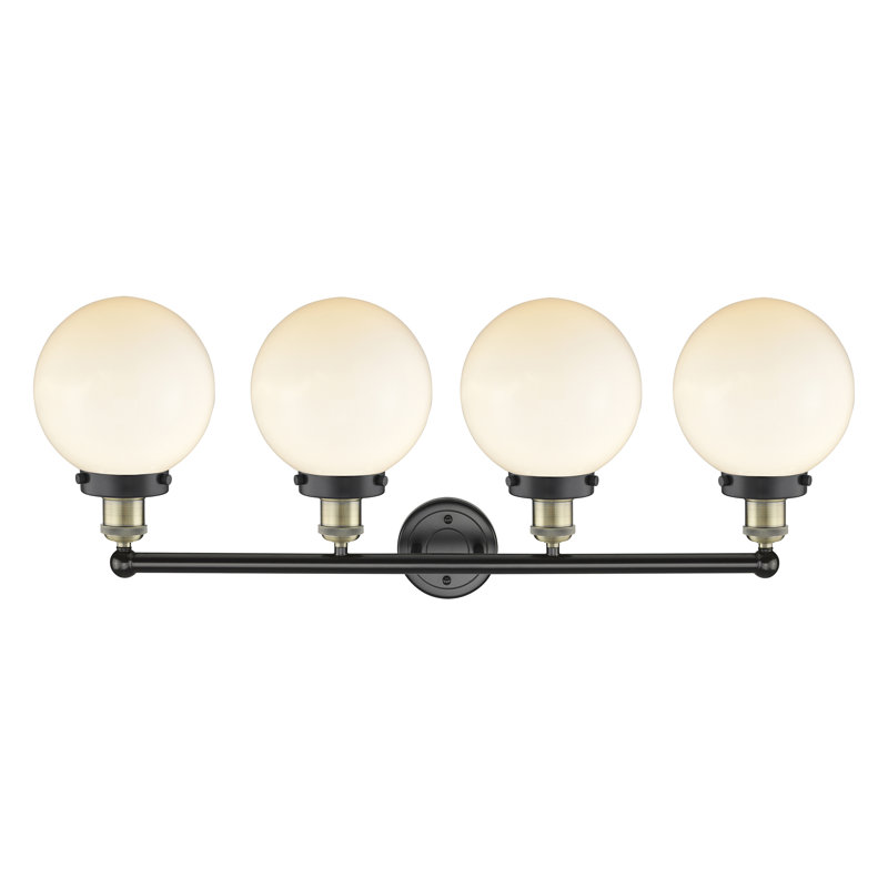 Alphonsa 4 - Light Dimmable Vanity Light, Matte White, Black Antique Brass