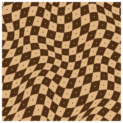 Wavy Checkerboard Pattern Bath Mat