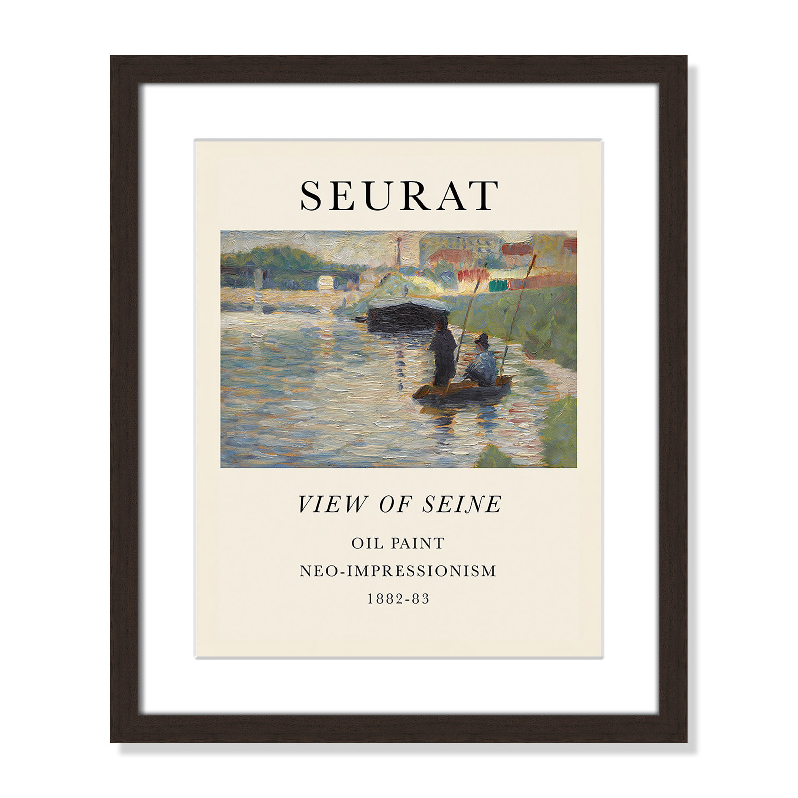 View Of Seine by Georges Seurat, Yes, 19" H x 16" W x 1.25" D, Walnut Single Picture Frame