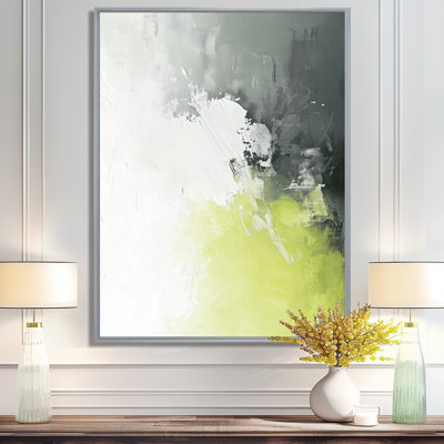 «Cool Grey Lime Texture I», art mural sur toile contemporain gris