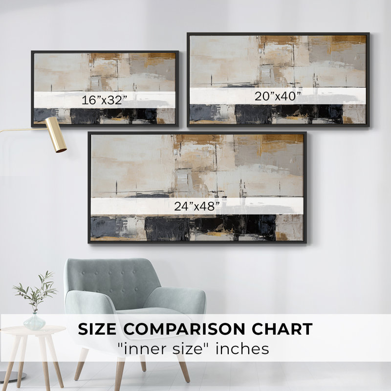Abstract Series-CDI- Framed Gallery Wrapped Canvas -Ready to Hang, Black, 17" H x 33" W