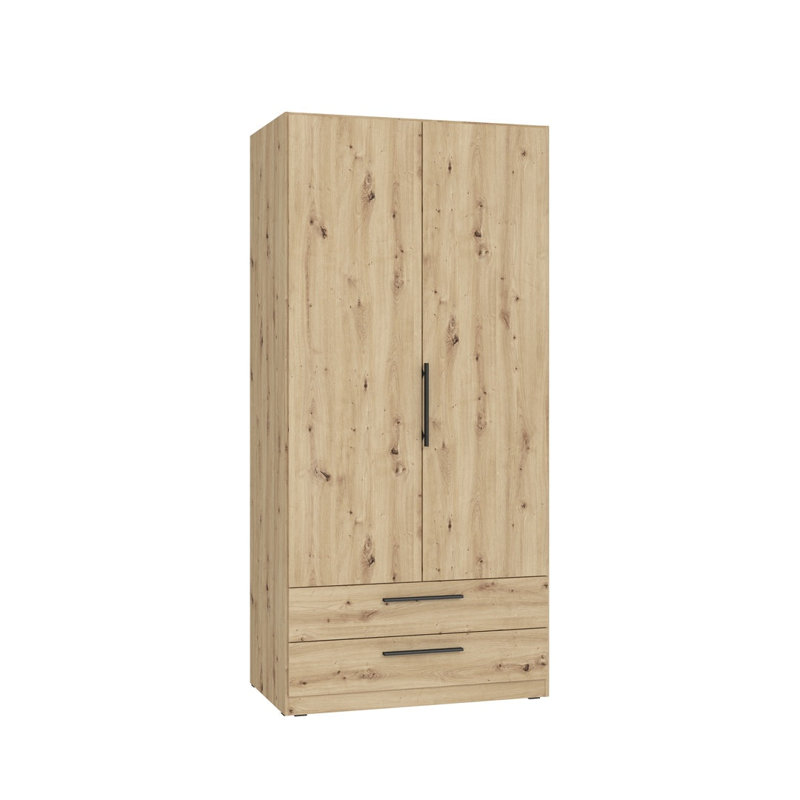 Charlsea 4 Door Mirrored Wardrobe with 2 Drawers in Artisan Oak, 201 cm