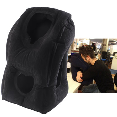Portable Folding Inflatable Travel Pillow Home Airplane Sleeping Office Napping Rest PillowBlack