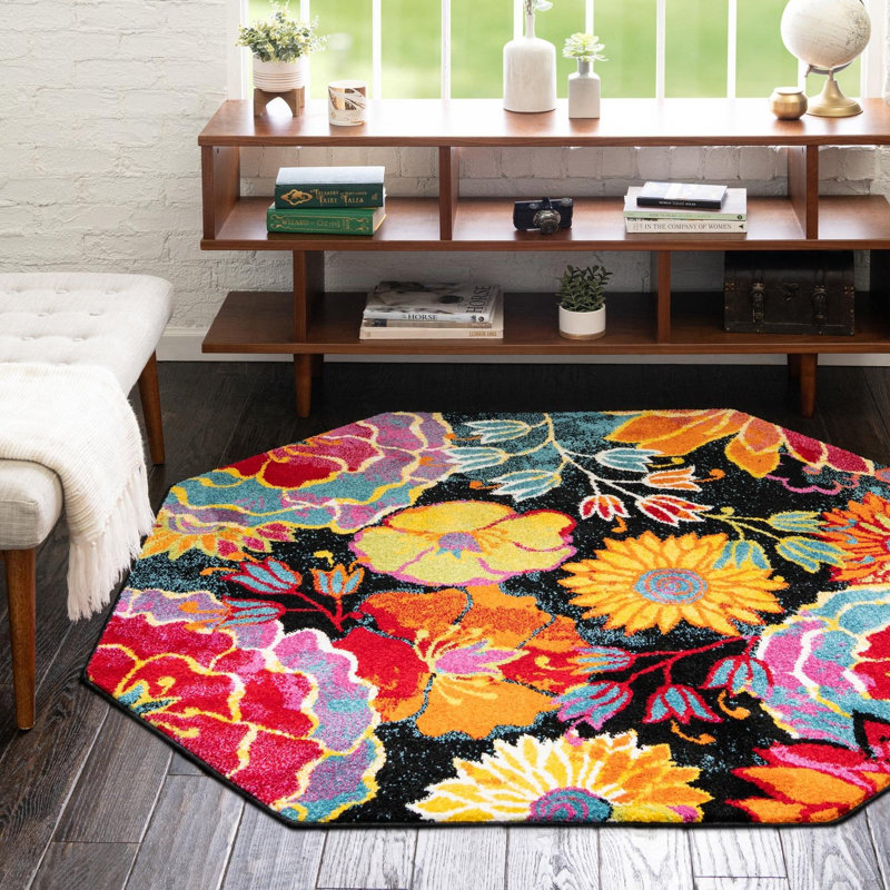 Lorene Floral Indoor Rug, Octagon 5' x 5'