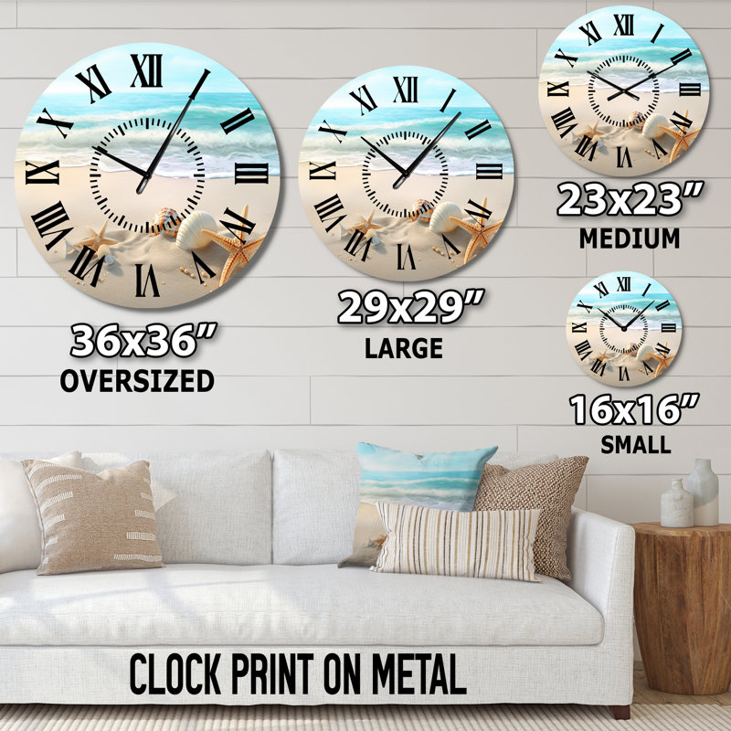 Horloge murale étoile de mer et coquillages I, Médium