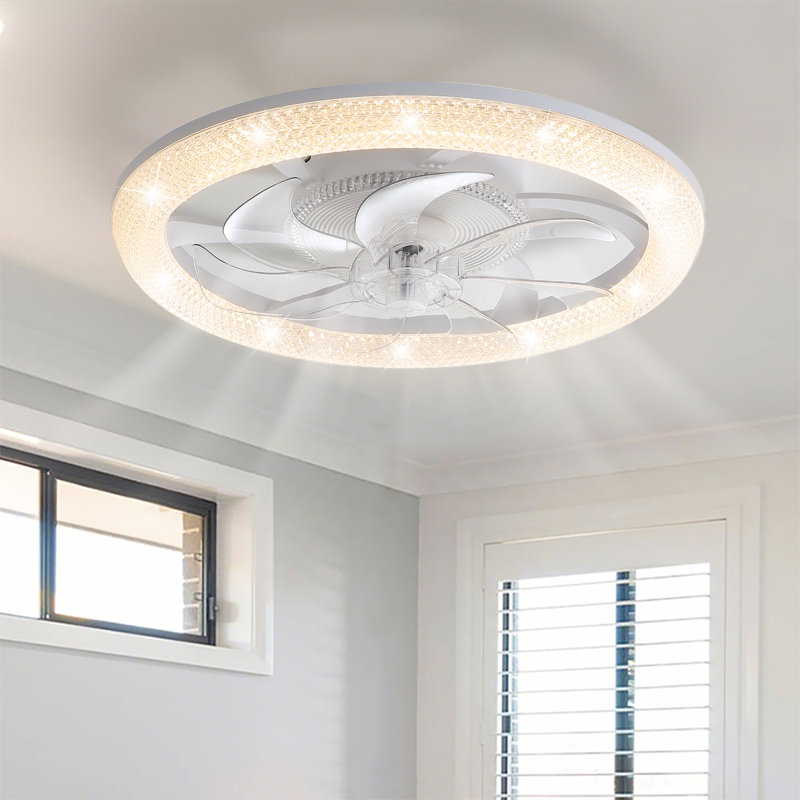 Ventilateur de plafond encastré à DEL 20 po à intensité variable avec télécommande / application / commande vocale Makaiyla