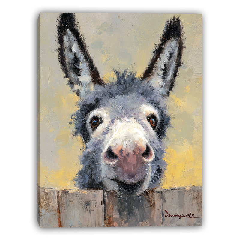 «Sunny Donkey Smile», art mural sur toile tendue, H 36 po x l 24 po