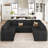 Seybert Large U Shaped Modular Sectional Sofa Pull Out Sofa Bed Sleeper Convertible Corner Sofa-101957200