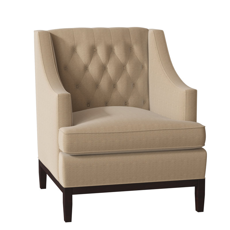 Carmel Tufted Armchair, Gray, Black Walnut