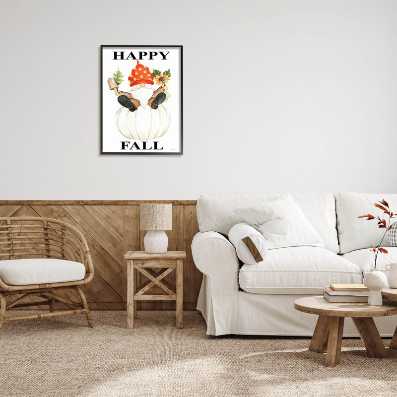 Gnome fantaisiste Happy Fall AT-149, Cadre noir, H 30 po x l 24 po x P 1,5 po
