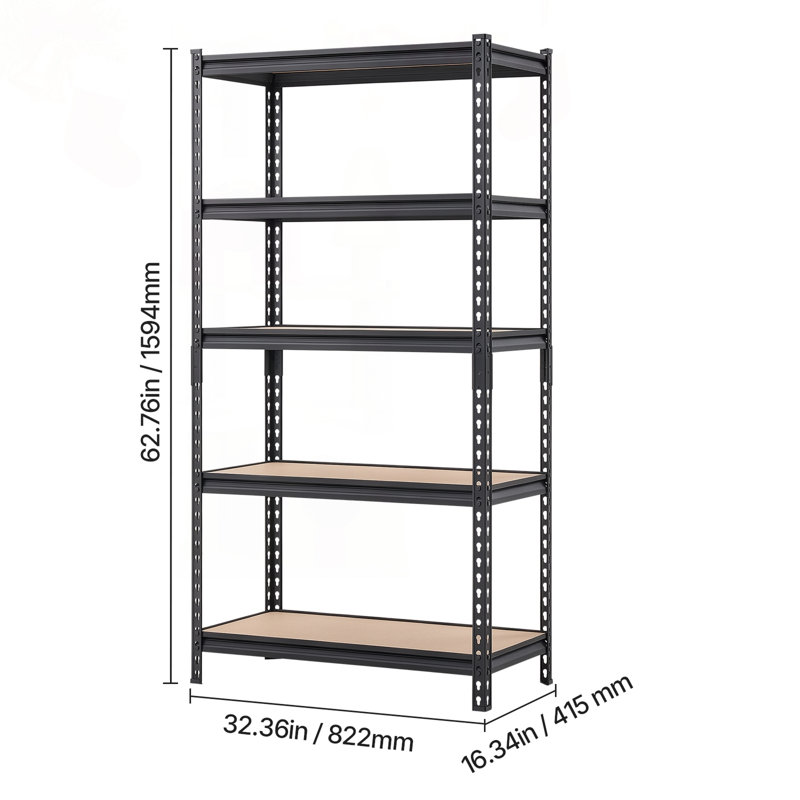 Tablettes de rangement à 5 niveaux avec hauteur réglable et capacité de 2000 lb