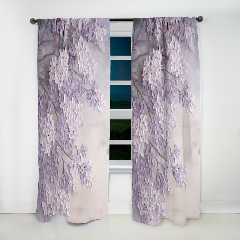 Blooming Lilac Melody I - Rideau traditionnel - Velours obscurcissant - 1 panneau, L 52 po x L 95 po