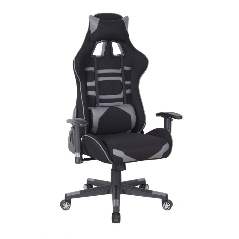Fauteuil de jeu PC et de course, Gris / noir