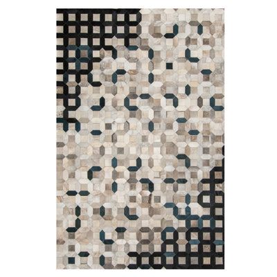 Trellis Cowhide Geometric Area Rug