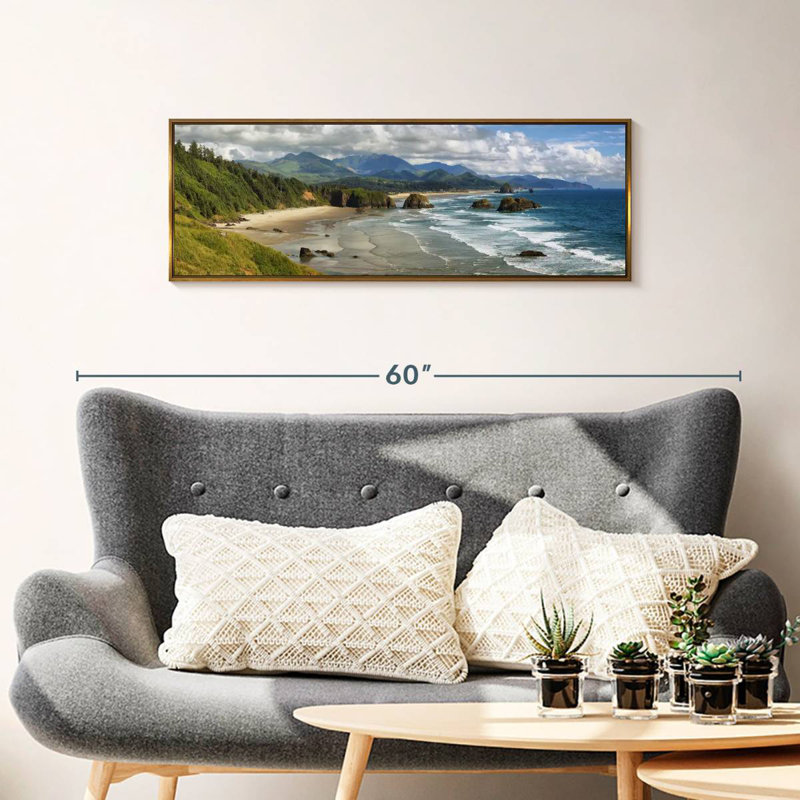 Cannon Beach Coast, Cadre flottant doré, 37" X 13"