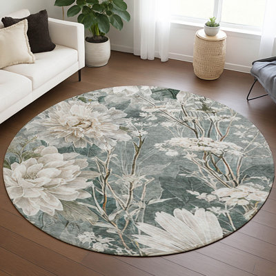 Machine Washable Indoor/Outdoor Chantille ACN2935 Floral Rug