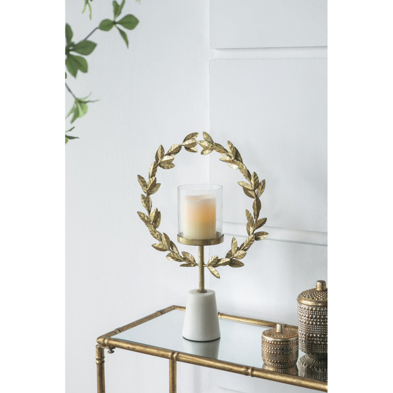 Ouragan floral en fer 14,2 x 3,5 x 19,7 po avec base en marbre