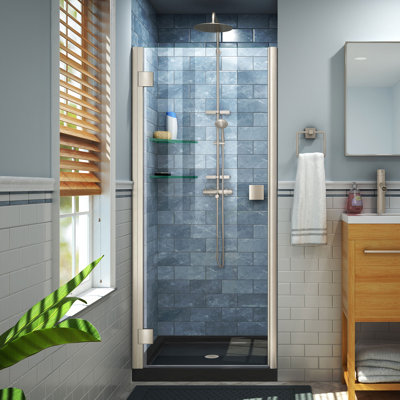 Lumen 36" W x 36" D x 74.75" H Semi-Frameless Square Shower Enclosure with Base Included