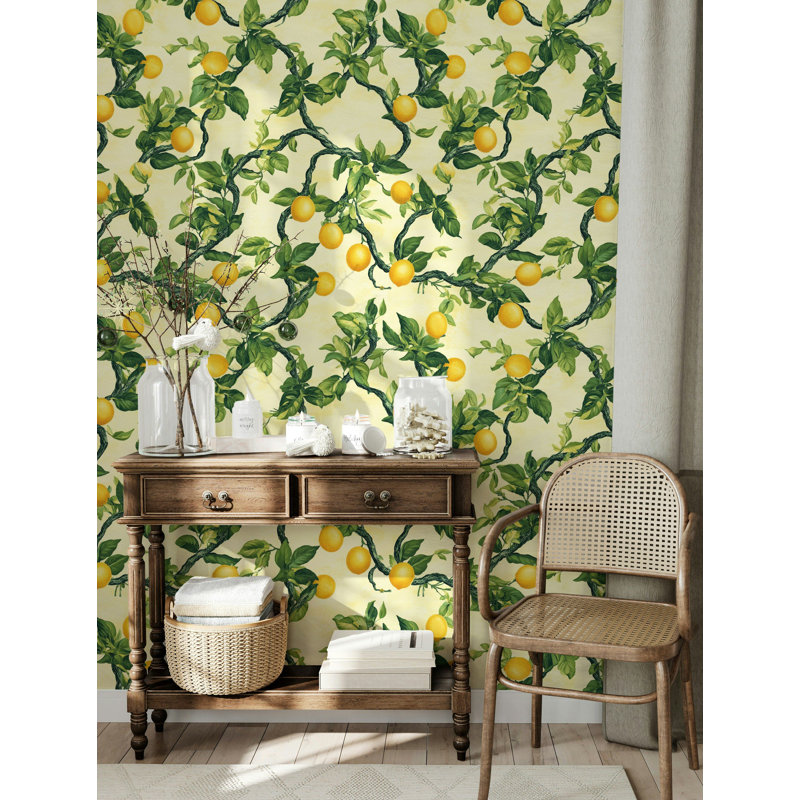Papier peint branche de citron