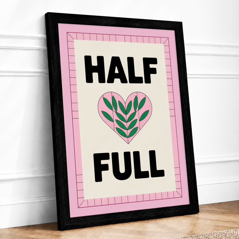 Half Full Heart Geometric - Framed Print, A1 - 84.1 x 59.4 cm, Black