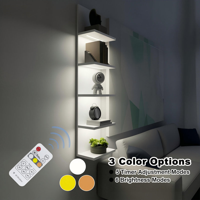 Deangelos 5 Tier Wall Shelf with Light, White