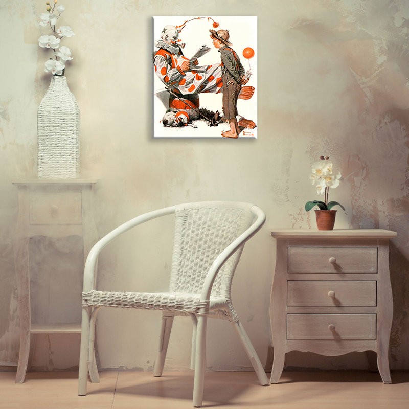 Off Duty Clown by Norman Rockwell Gallery Wrapped Canvas, 18" H x 13" W