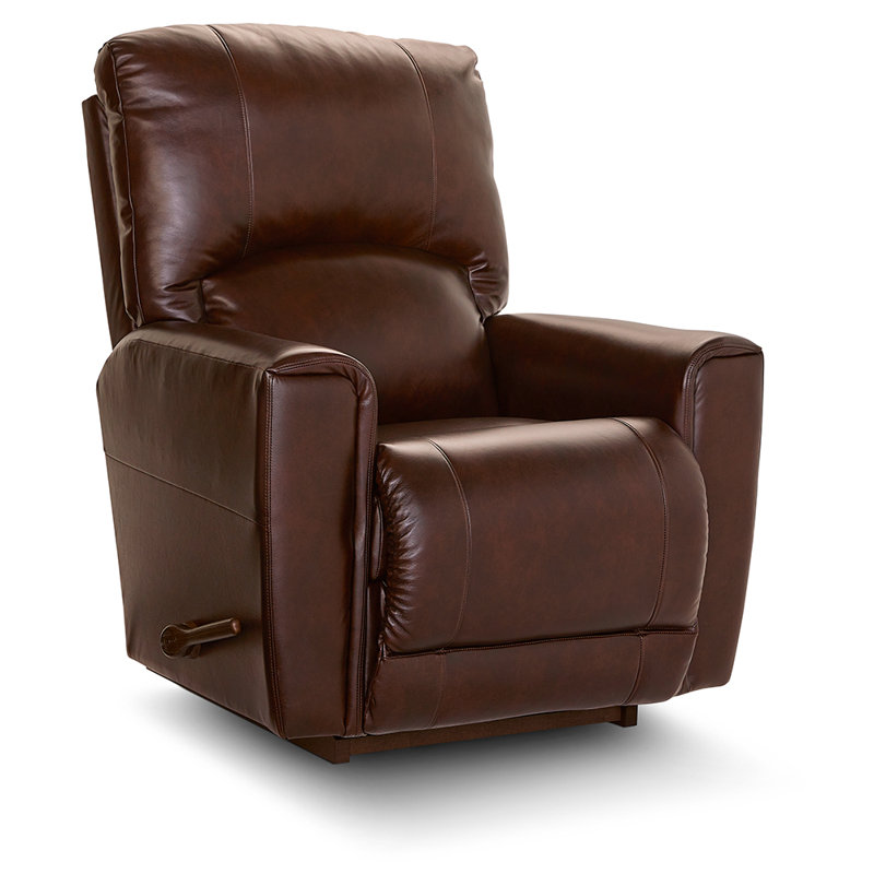 Cassian Leather Match Manual Rocking Recliner, Brown, Manual - Handle