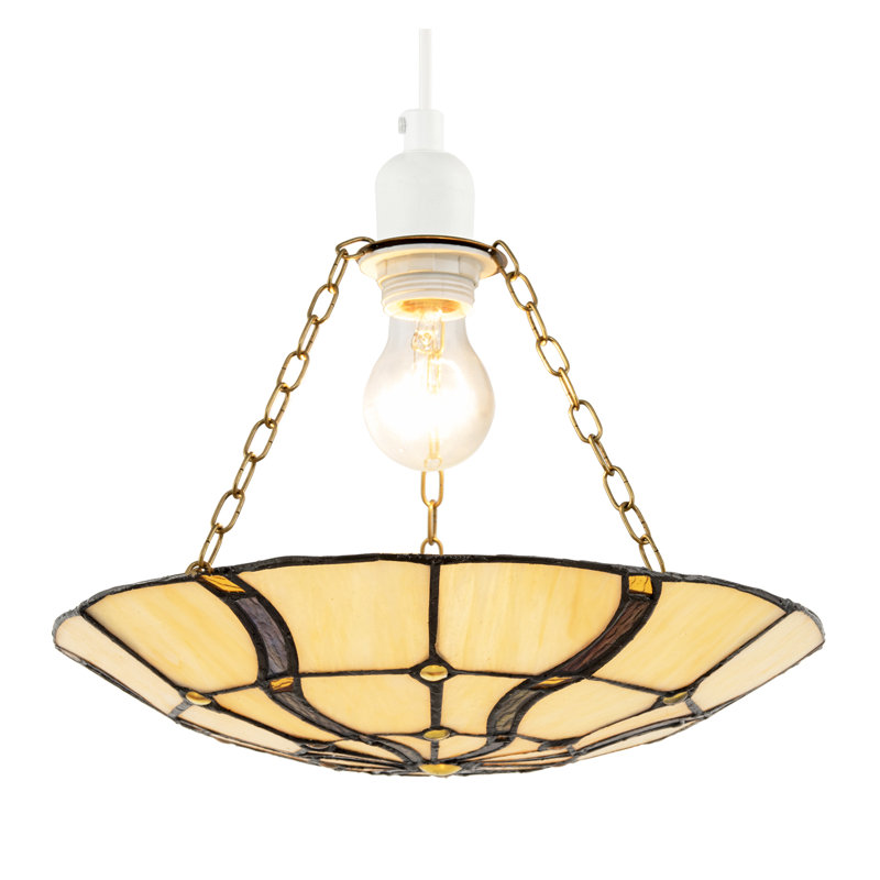 9cm H Glass Bowl Pendant Shade ( No Direct Attachment Method ) in Beige