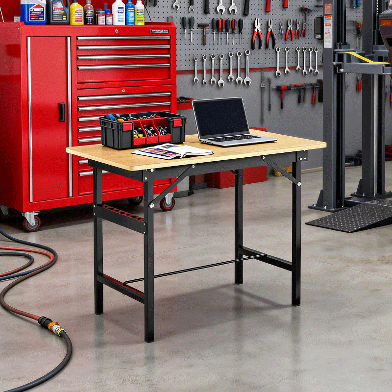 Établi pliable pour le garage P 24 po x l 39 po, table à outils d'une capacité de 220 lb avec support en forme de H et grand plateau de table