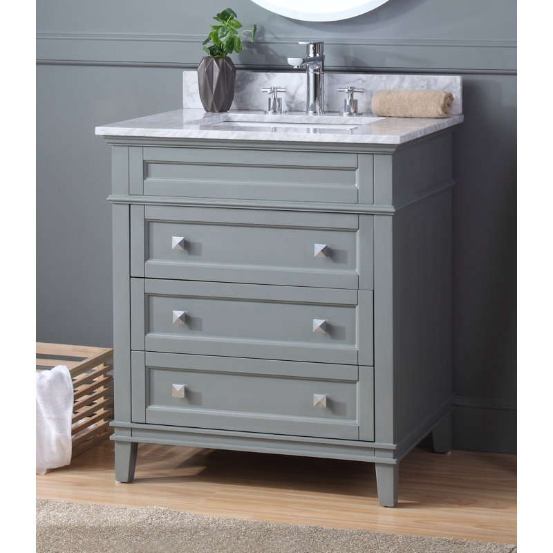 Guerra 30'' Single Bathroom Vanity with Marble Top, Gray