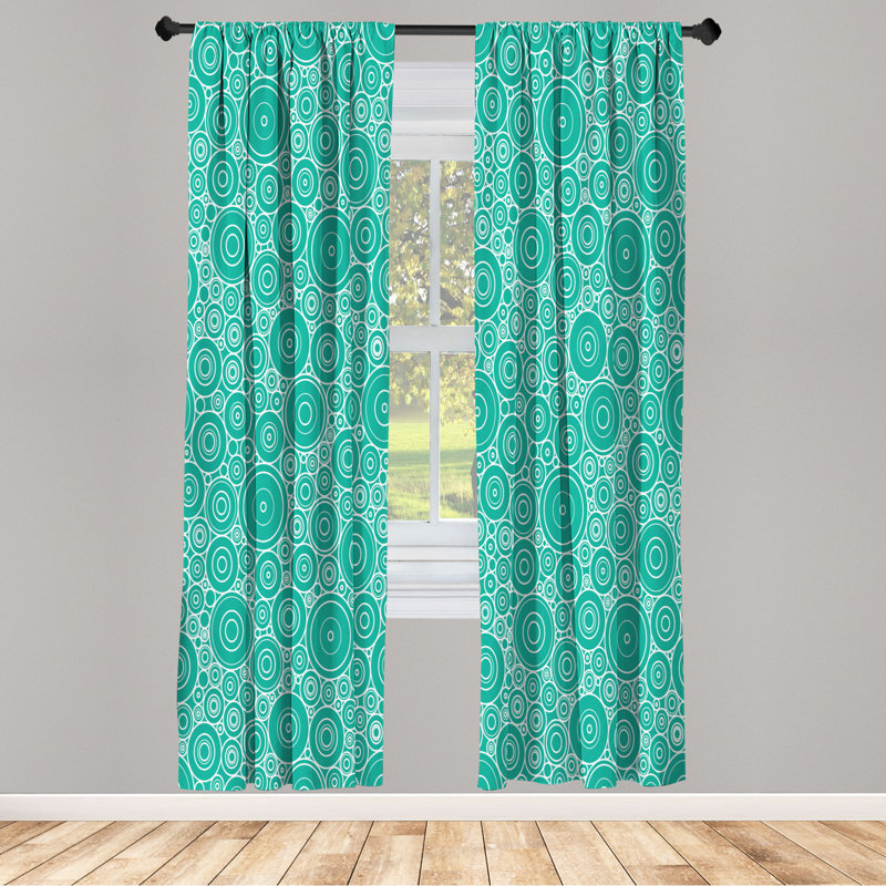 Microfiber Floral Semi-Sheer Rod Pocket Curtain Panels, 28" W x 63" L, Turquoise/White