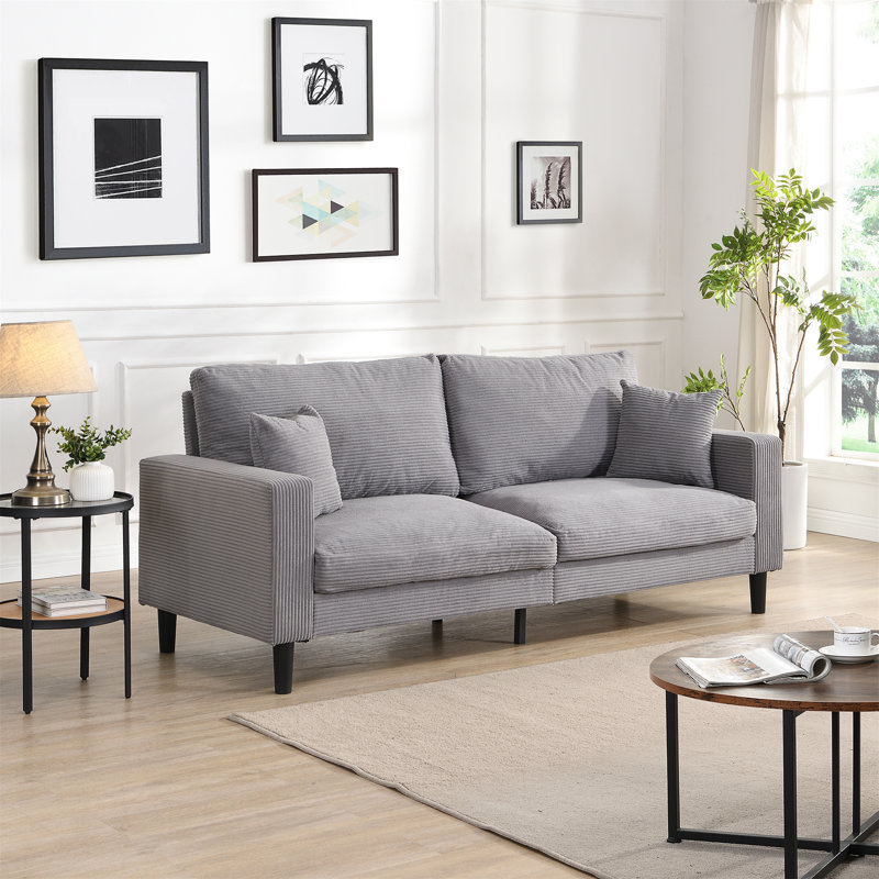 74" High Resilience Three Seater Sofa, Light Gray